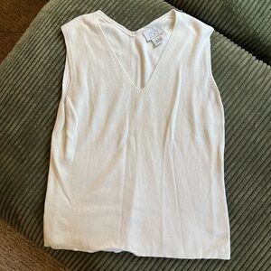 LOFT Cream V-Neck Tank - Large